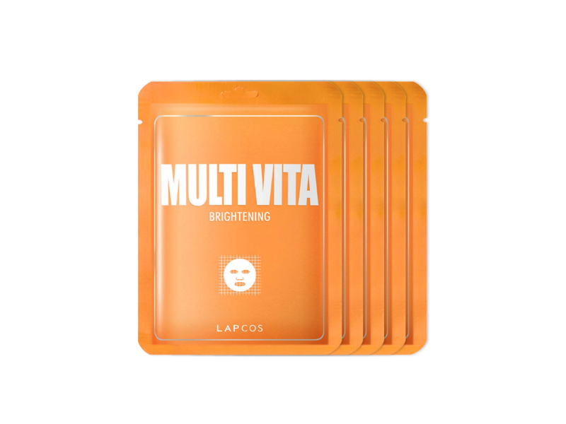 Lapcos Multi Vita Brightening Derma Mask, 0.84 fl oz/25 mL, 5 Count