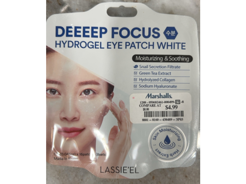 Lassie`el Deep Focus Hydrogel Eye Patch, Moisturizing & Soothing, 0.045 oz, 8 Set