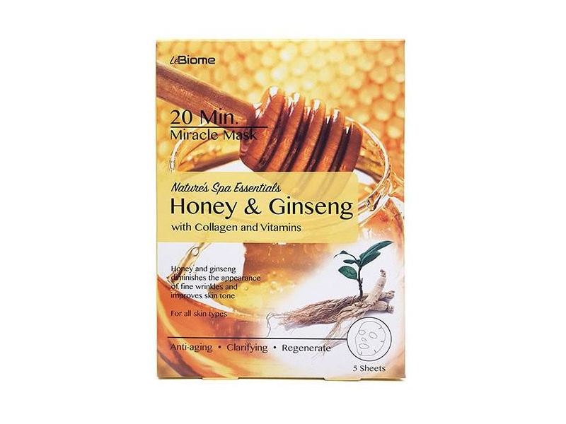 LeBiome Nature's Spa Essentials Miracle Mask, Honey & Ginseng, 5 ct