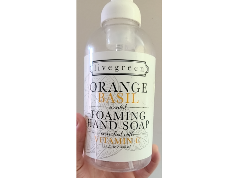 Livegreen Foaming Hand Soap, Orange Basil, 20 fl oz/590 mL