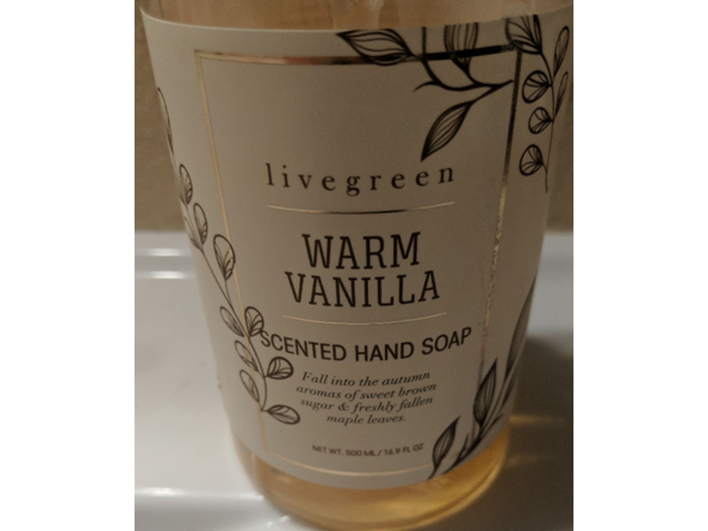 Livegreen Scented Hand Soap, Warm Vanilla, 16.9 fl oz/500 mL