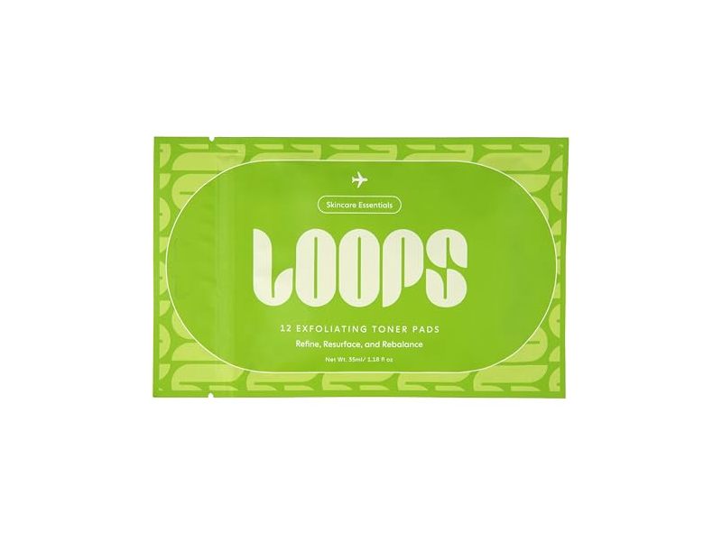 Loops Exfoliating Toner Pads, 1.18 fl oz/35 mL, 12 Count