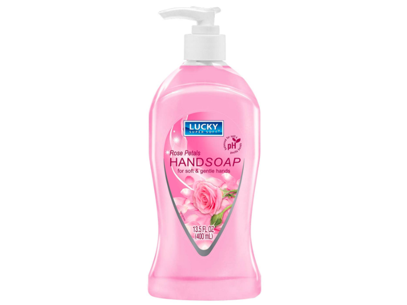 Lucky Super Soft Hand Soap, Rose Petals, 13.5 fl oz/400 mL, Pack Of 12