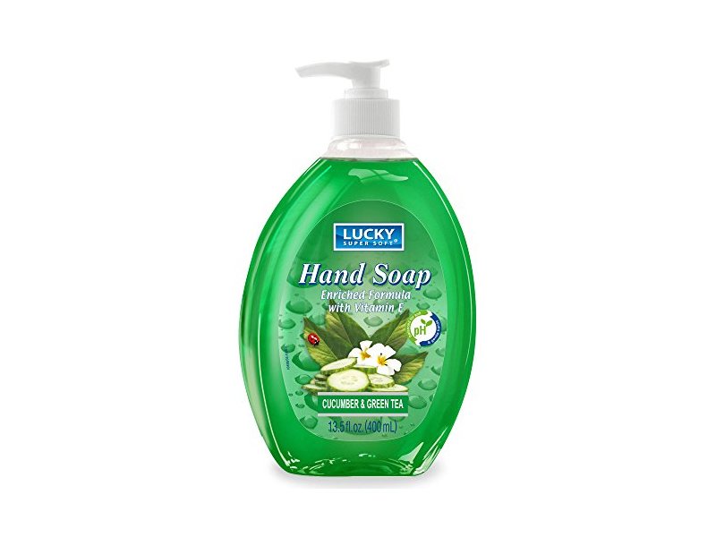 Lucky Super Soft Liquid Hand Soap, Cucumber & Green Tea, 13.5 Fluid Ounce