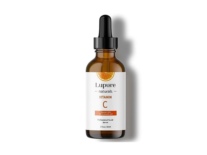 Lupure Natural Vitamin C Facial Serum, Vitamin C 20% E & Hyaluronic Acid, 1 fl oz/30 mL