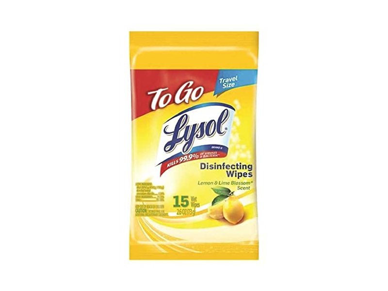 LYSOL Disinfecting Wipes - Lemon & Lime Blossom To-Go Flatpack 15 ct. (Pack of 3)