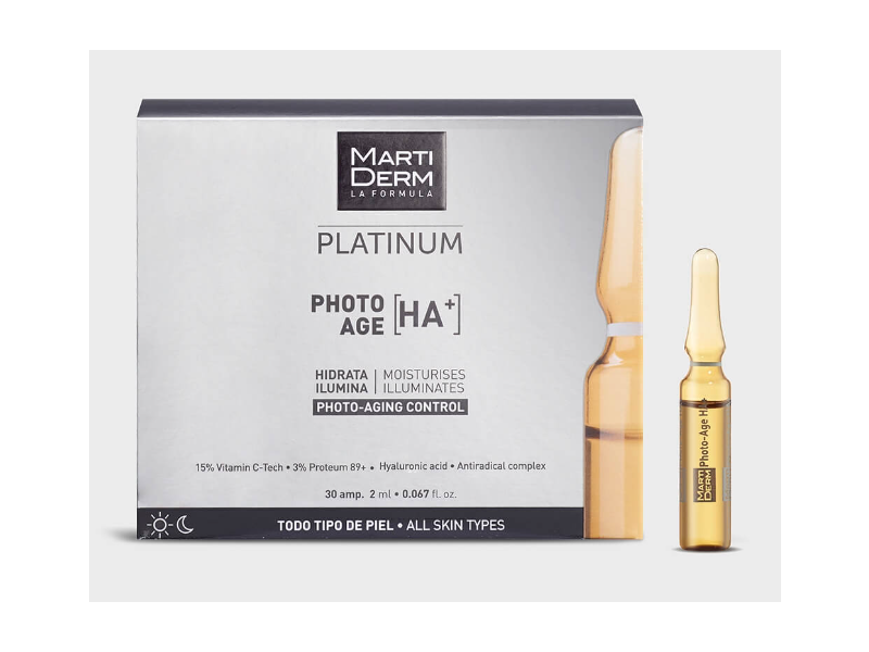 Marti Derm La Formula Platinum Photo Age HA+ Ampoules, 0.067 fl oz/2 mL