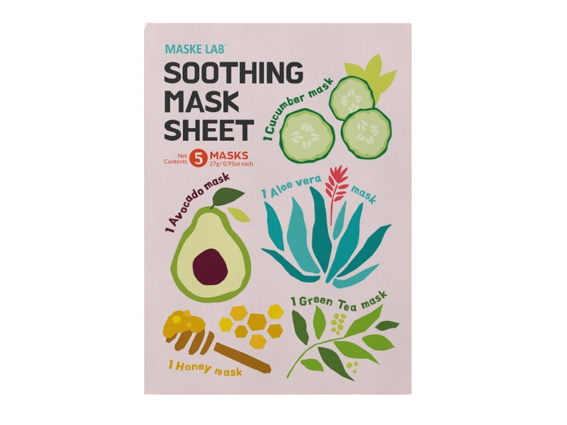 Maske Lab Soothing Mask Sheet Set, 0.95 oz/27 g, 5 Count