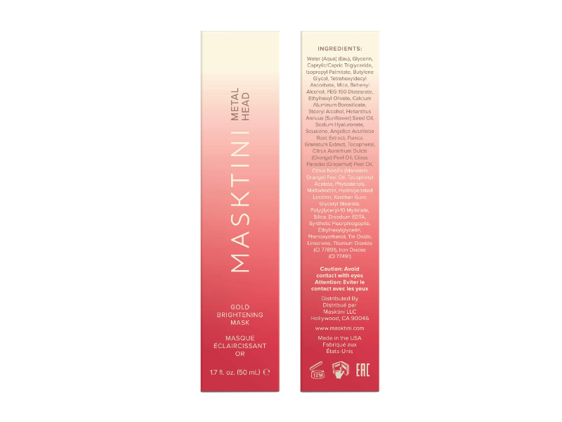 Masktini Metal Head Gold Brightening Mask, 1.7 fl oz/50 mL