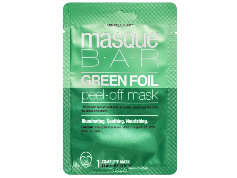 masque B.A.R Green Foil Facial Peel Off Mask, 0.4 fl oz/12 mL, Pack Of 6
