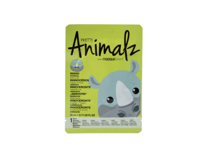 Masque Bar Pretty Animalz Rhino Vitalizing Sheet Mask, 0.71 fl oz/21 mL