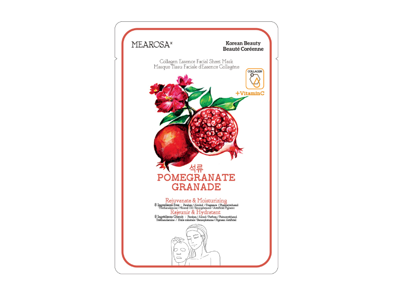 Mearosa Collagen Essence Facial Sheet Mask, Pomegranate