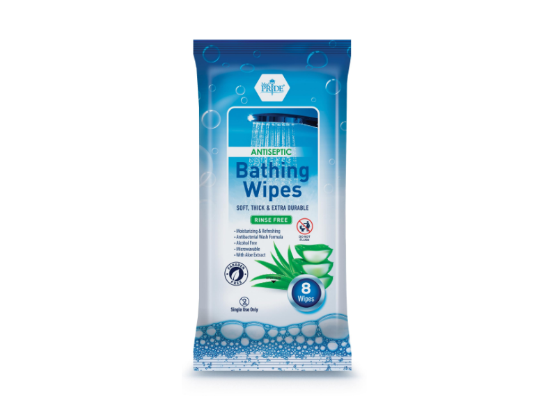 Med Pride Antiseptic Bathing Wipes, Aloe Extract, 8 Count