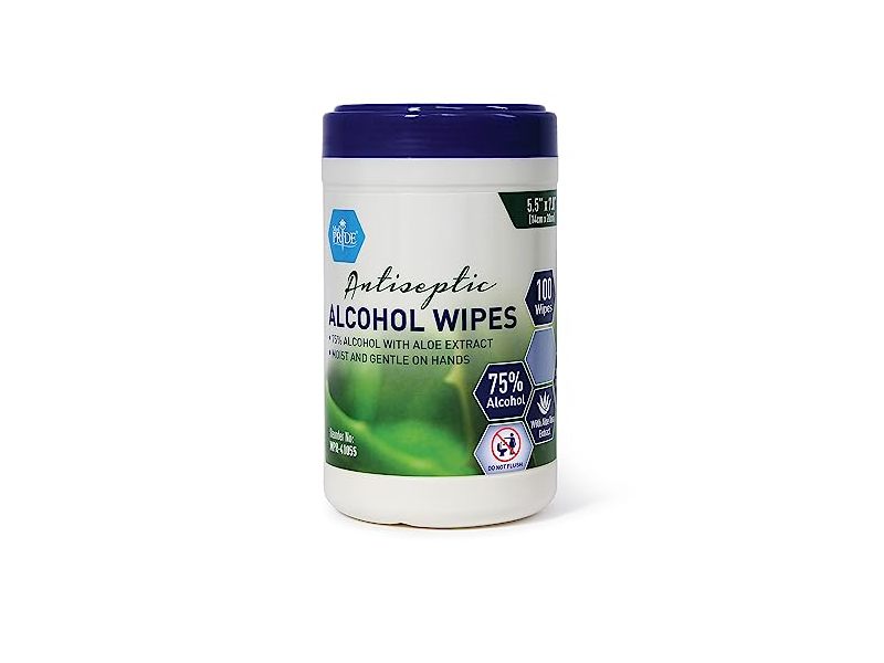 Med Pride Hand Wipes 75% Alcohol Wipes, 100 Count