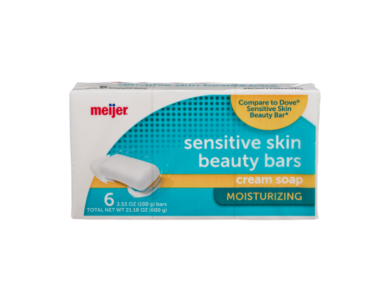 Meijer Sensitive Skin Moisturizing Cream Bar Soap, 21.18 oz/600 g, 6 Count