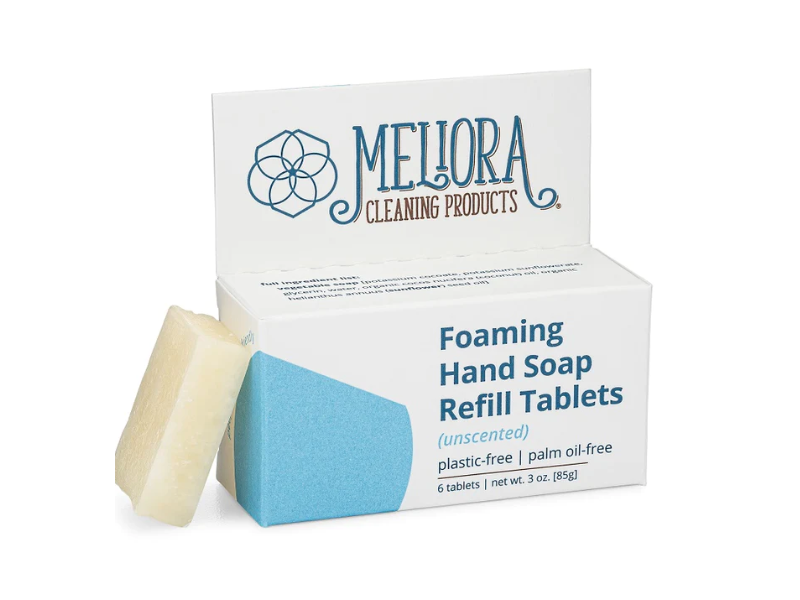 Meliora Foaming Hand Soap Refill Tablets, Unscented, 6 Count