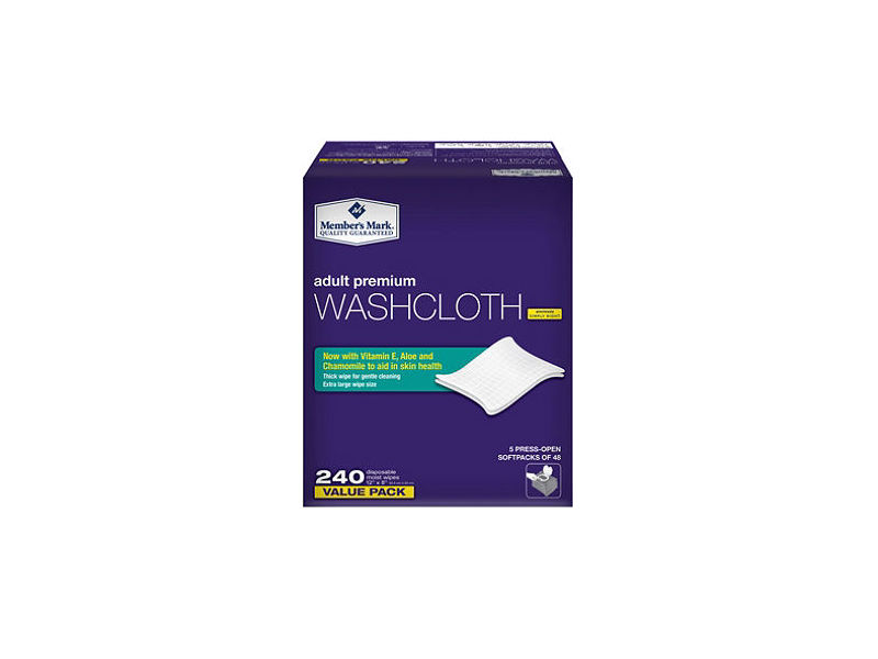 Member's Mark Adult Washcloth Disposable Moist Wipes, 240 ct