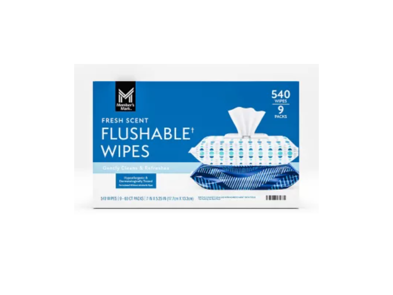 Member's Mark Flushable Wipes, Fresh Scent, 540 Count, Pack Of 9