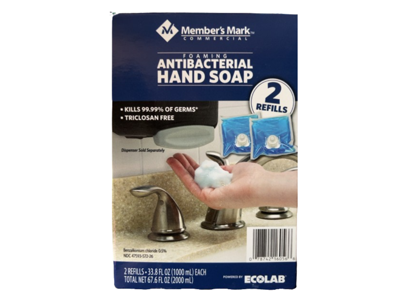 Member's Mark Foaming Antibacterial Hand Soap, 67.6 fl oz/2000 mL, 2 Count, Pack Of 2
