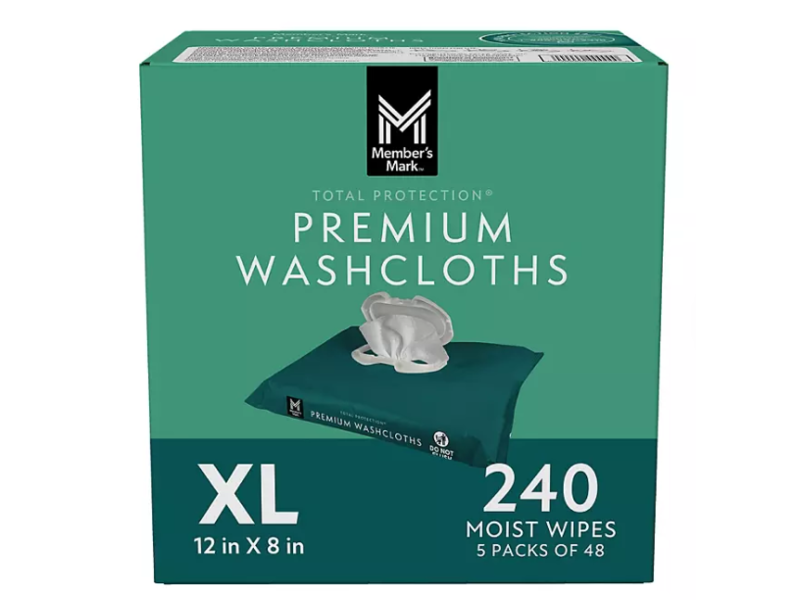 Member's Mark Premium Washcloths Wipes, 240 Count, Pack Of 5