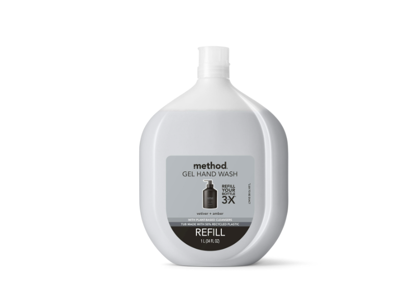 Method Gel Hand Wash Refill, Vetiver + Amber, 34 fl oz/1 L