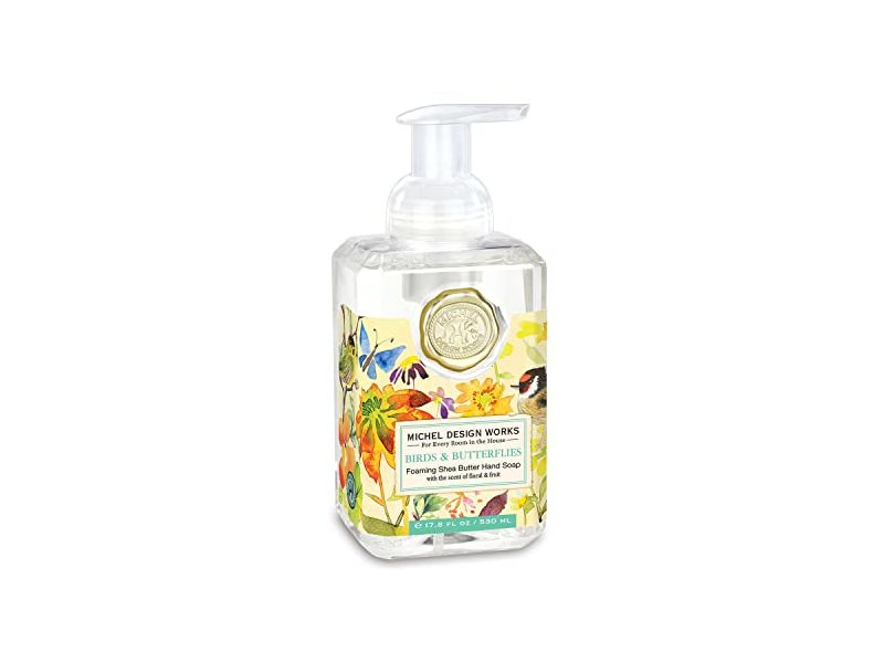 Michel Design Works Foaming Shea Butter Hand Soap, Birds & Butterflies, 17.8 fl oz/530 mL