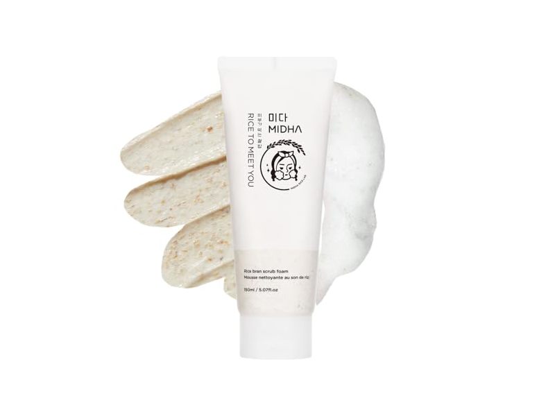 Midha Rice Bran Scrub Foam, 5.07 fl oz/150 mL
