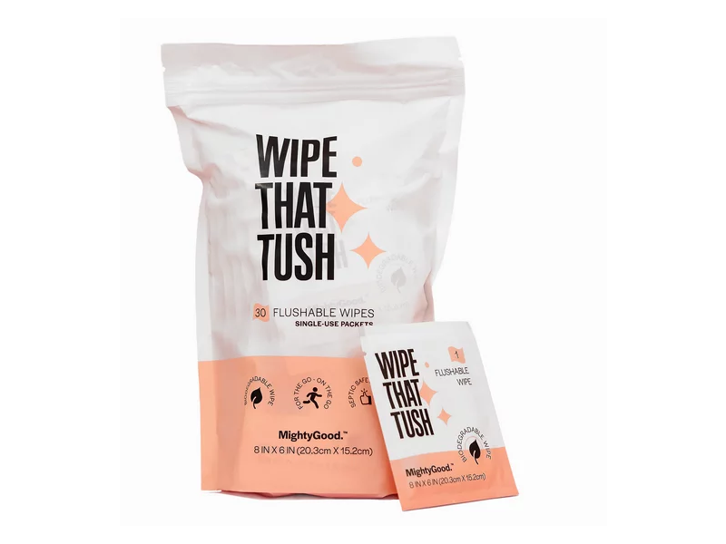 Mighty Good Wipe That Tush Single Use Flushable, 30 Counts