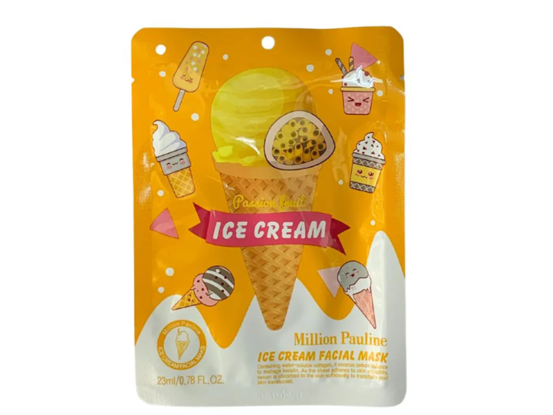 Million Pauline Ice Cream Facial Mask, Passion Fruit, 0.78 fl oz/23 mL