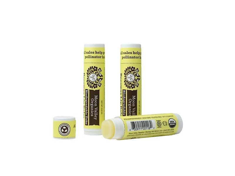 Moon Valley Organics Beeswax Lip Balm, Velvety Vanilla, 0.15 oz/4.25 g, Pack Of 3