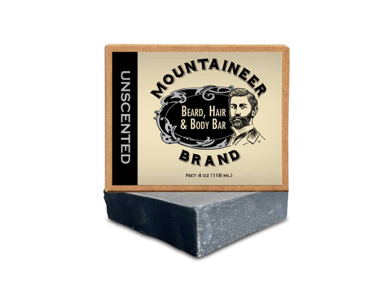 Mountaineer Brand Beard, Hair & Body Bar, Unscented, 4 oz/118 mL