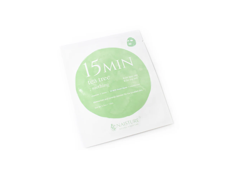 Naisture 15 Min Soothing Sheet Mask, Tea Tree, 0.5 oz/1.5 mL