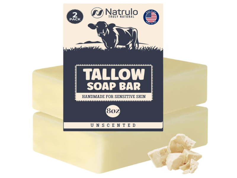 Natrulo Tallow Soap Bar, 8 oz, Pack of 2