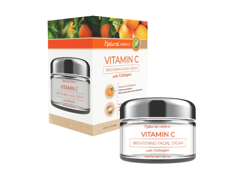 Natural Chemist Brightening Facial Cream, Vitamin C & Collagen, 1.69 fl oz/50 mL
