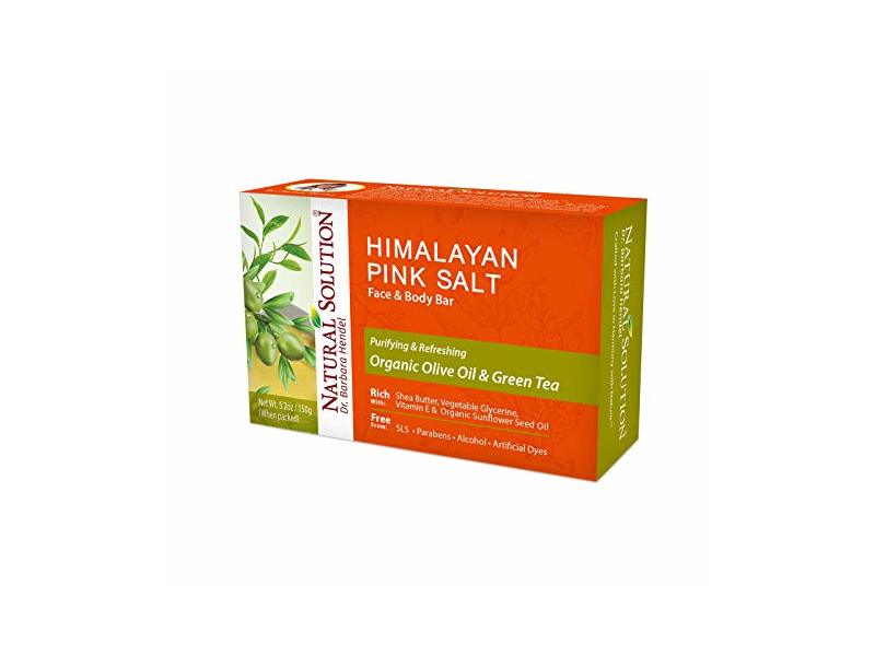 Natural Solution Himalayan Pink Salt face & Body Soap Bar, Olive Oil & Green Tea, 5.2 oz/150 g