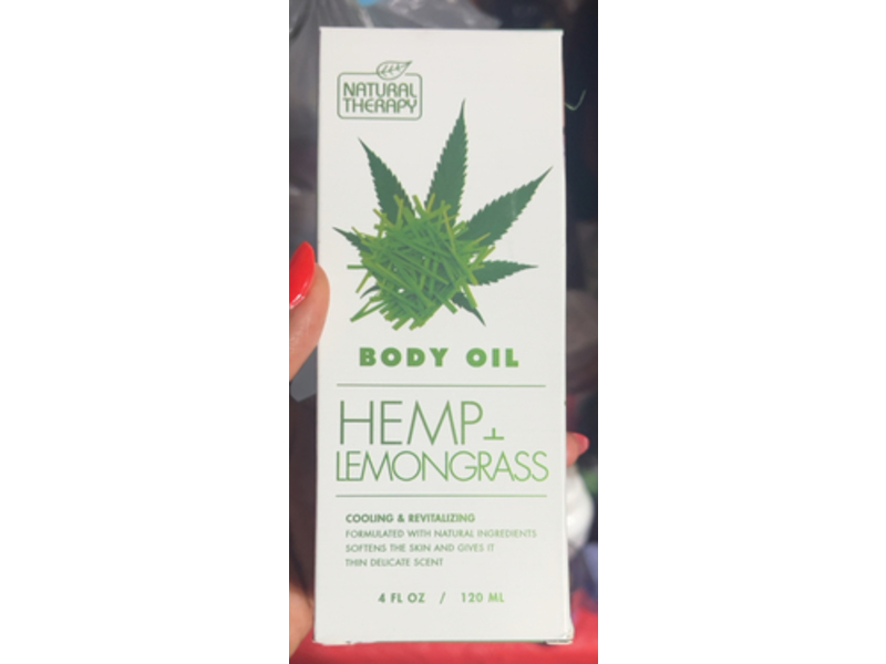 Natural Therapy Body Oil, Hemp + Lemongrass, 4 fl oz/120 mL