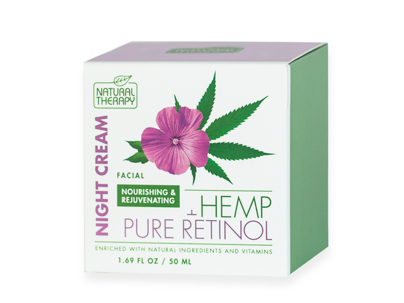 Natural Therapy Facial Night Cream, Hemp & Pure Retinol, 1.69 fl oz/50 mL