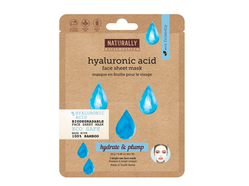 Naturally Hyaluronic Acid Face Sheet Mask, Hydrate & Plump, 0.88 oz/25 g, 5 Count