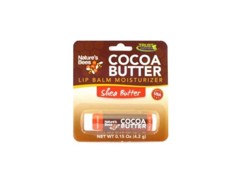 Nature's Bees Cocoa Butter Lip Balm Moisturizer, Shea Butter, 0.15 oz