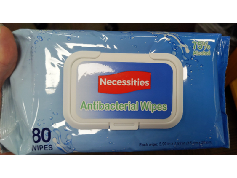 Necessities Antibacterial Wipes, 80 Count
