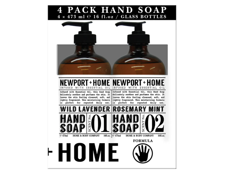 Newport + Home Hand Soap, Wild Lavender + Rosemary Mint, 16 fl oz/475 mL, 4 Pack