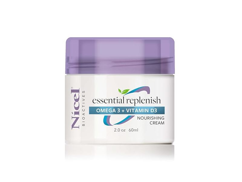 Nicel Bioactives Essential Replenish Nourishing Cream, Omega 3 and Vitamin D3, 2.0 oz/60 mL
