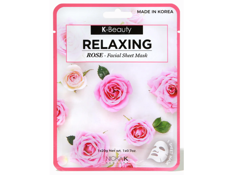 Nicka K Relaxing Facial Sheet Mask, Rose, 7 Sheets