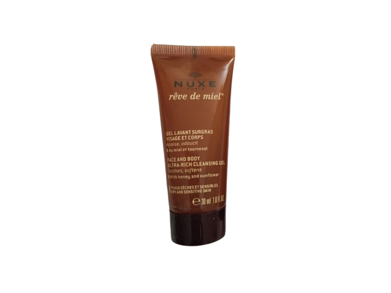 Nuxe Paris Face And Body Ultra-Rich Cleansing Gel, Honey & Sunflower, 1.0 fl oz/30 mL