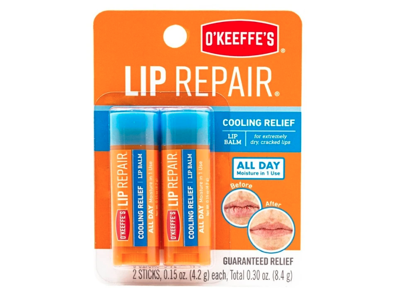 O'Keeffe's Lip Repair Lip Balm, Cooling Relief, 0.15 oz/4.2 g, 2 Stick