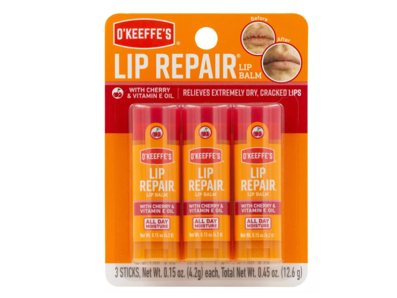 O'Keeffe's Stick Lip Balm, Cherry & Vitamin E Oil, Pack Of 3, 0.45 oz/12.6 g