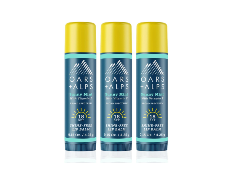 Oars + Alps Lip Balm, Sunny Mint, SPF 18, 0.15 oz/4.25 g, Pack Of 3