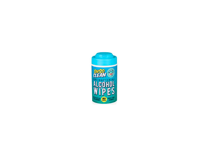Ohso Clean Alcohol Wipes, Antibacterial, 80 Count
