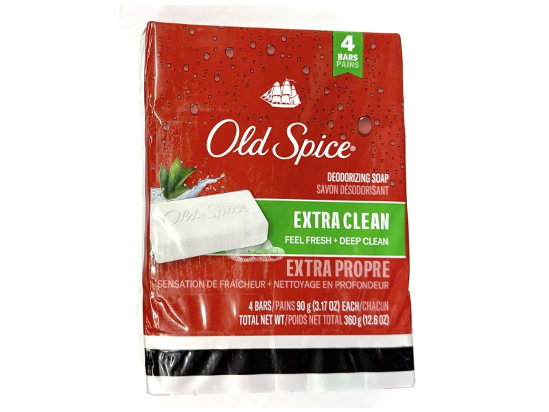 Old Spice Deodorizing Soap, Extra Clean, 3.17 oz/90 g, 4 Count