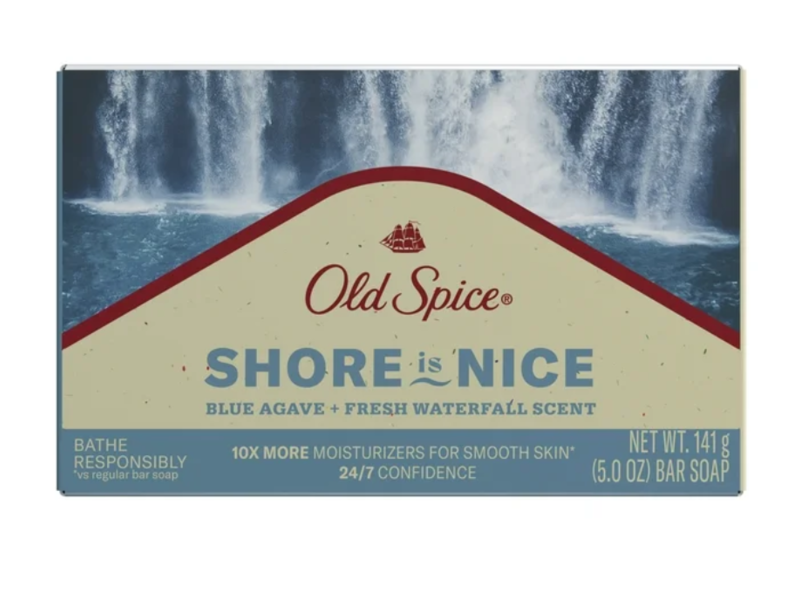 Old Spice Shore Is Nice Bar Soap, Blue Agave + Fresh Waterfall Scent, 5 oz/141 g, Pack Of 6